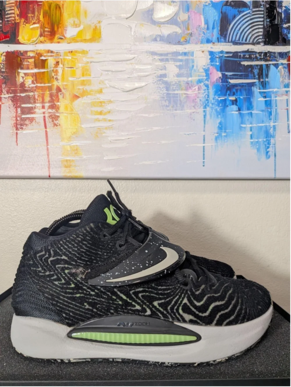 Nike KD 14 Shoes Mens Size 7.5 Black Green Basketball Sneakers CW3935-005